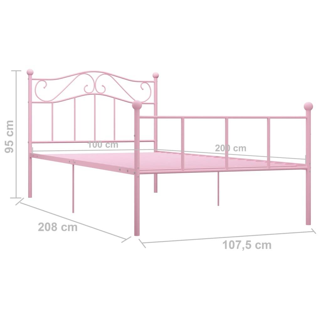 vidaXL Bettgestell Rosa Metall 100 × 200 cm