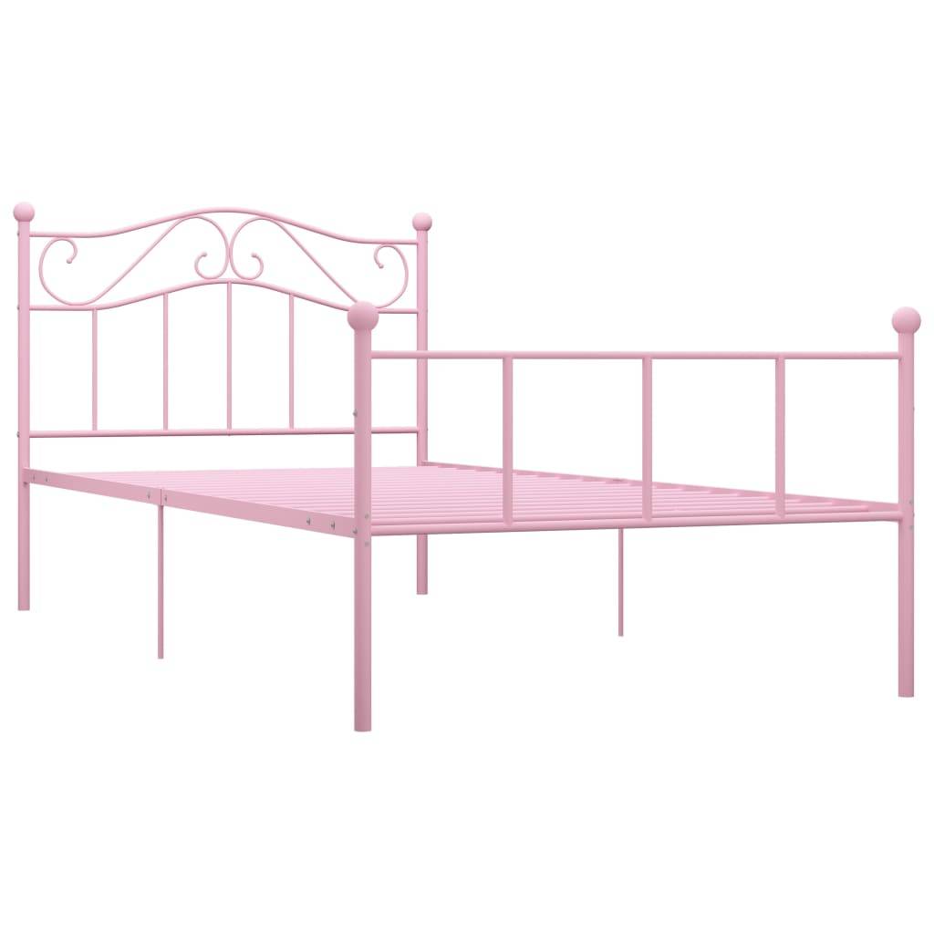 vidaXL Bettgestell Rosa Metall 100 × 200 cm