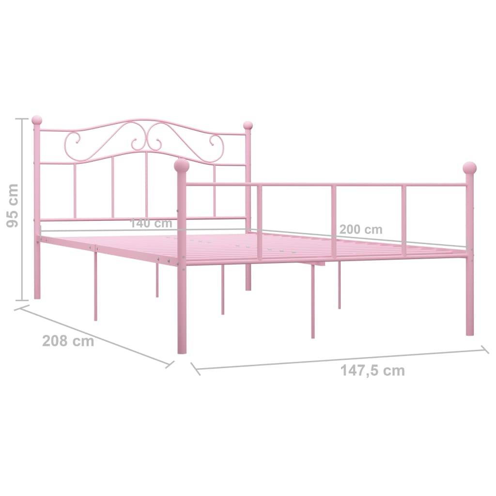 vidaXL Bettgestell Rosa Metall 140×200 cm