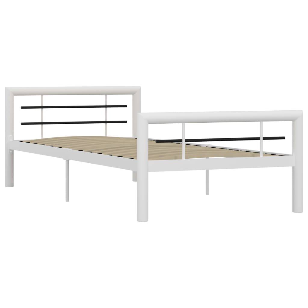 vidaXL Bettgestell Weiß und Schwarz Metall 100 × 200 cm