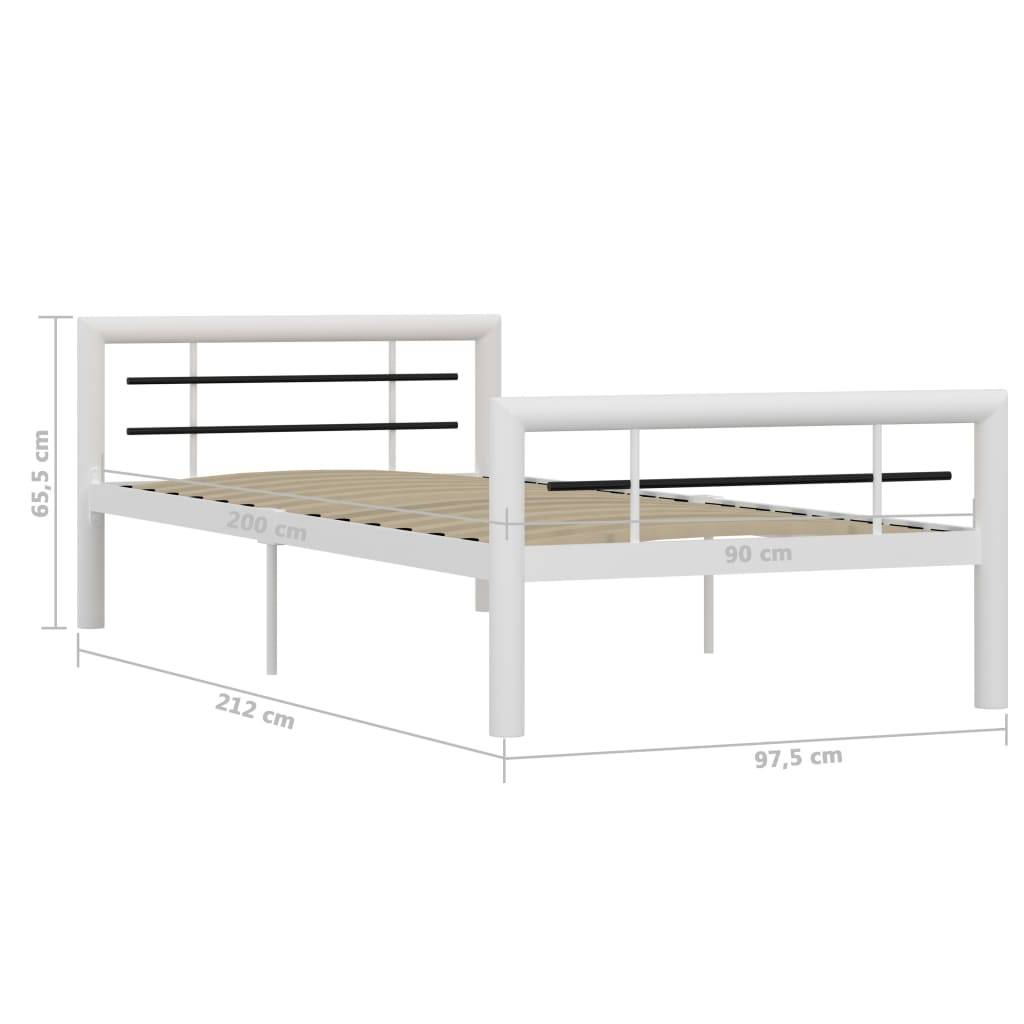 vidaXL Bettgestell Weiß und Schwarz Metall 100 × 200 cm