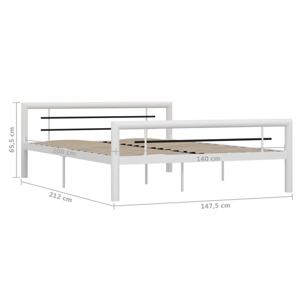 vidaXL Bettgestell Weiß und Schwarz Metall 140 × 200 cm