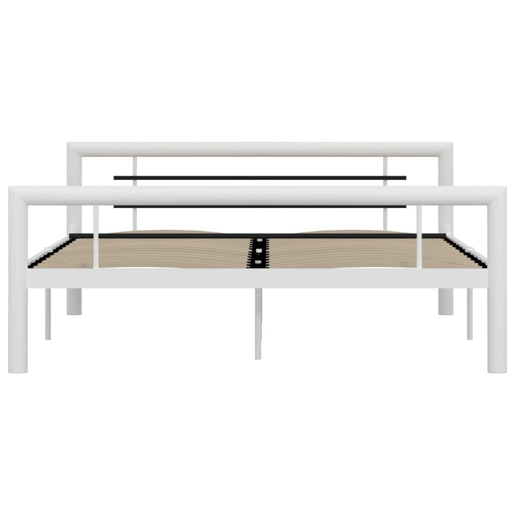 vidaXL Bettgestell Weiß und Schwarz Metall 140 × 200 cm