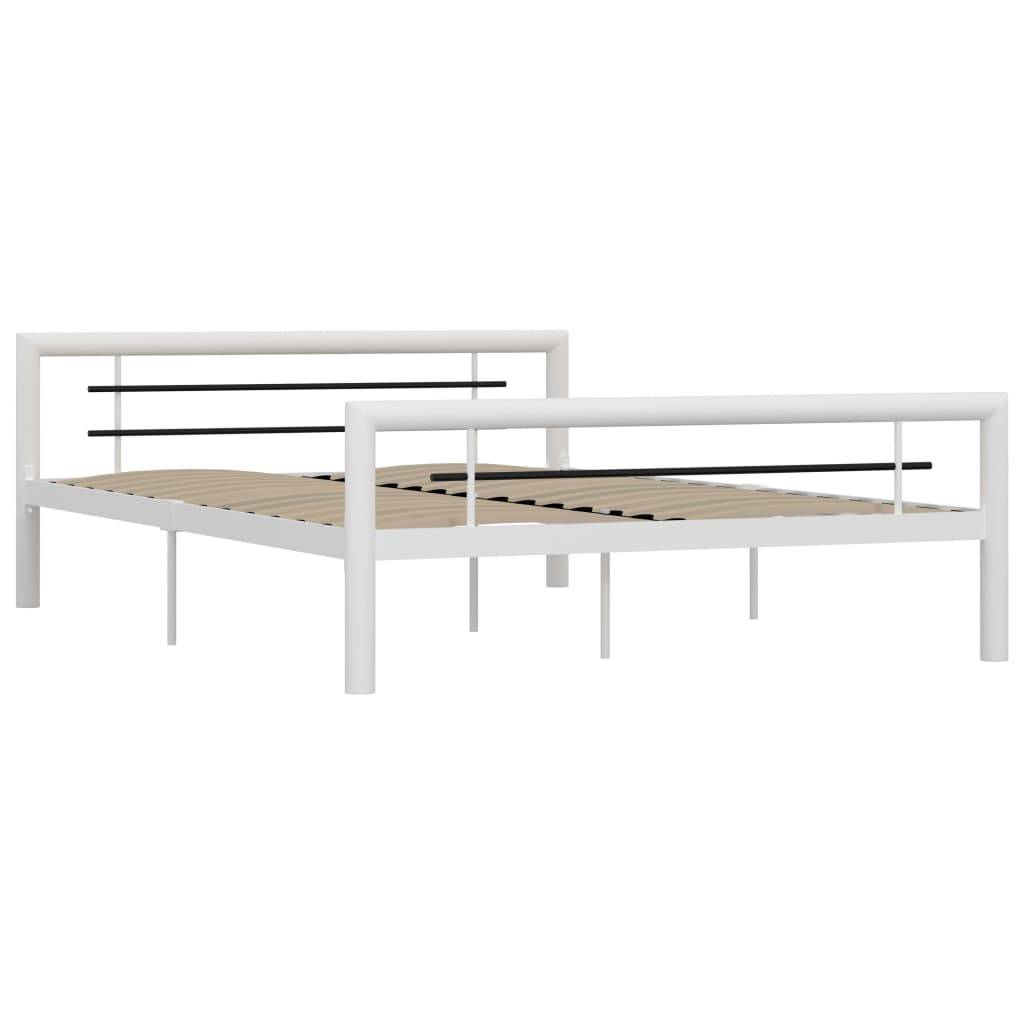 vidaXL Bettgestell Weiß und Schwarz Metall 140 × 200 cm