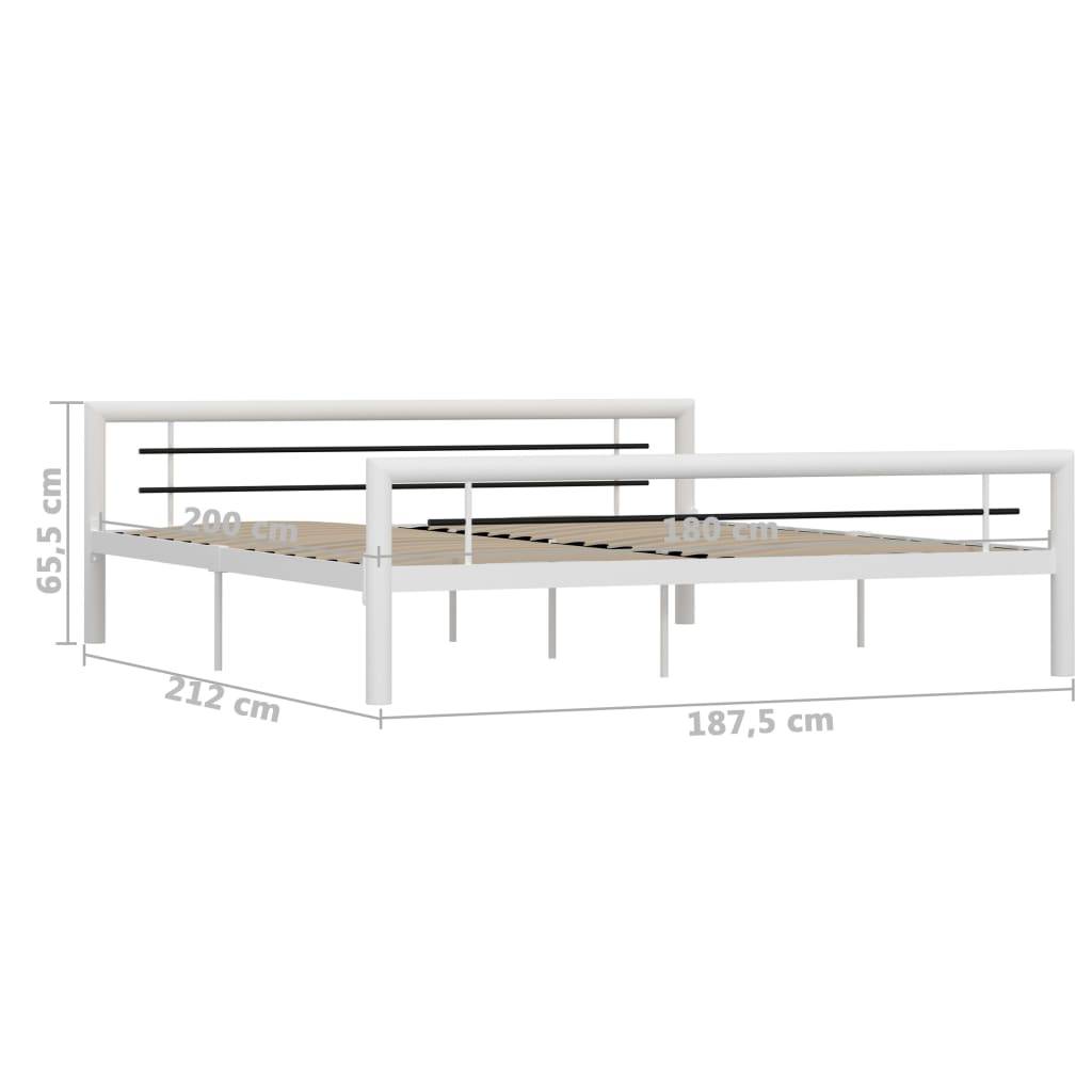 vidaXL Bettgestell Weiß und Schwarz Metall 180×200 cm