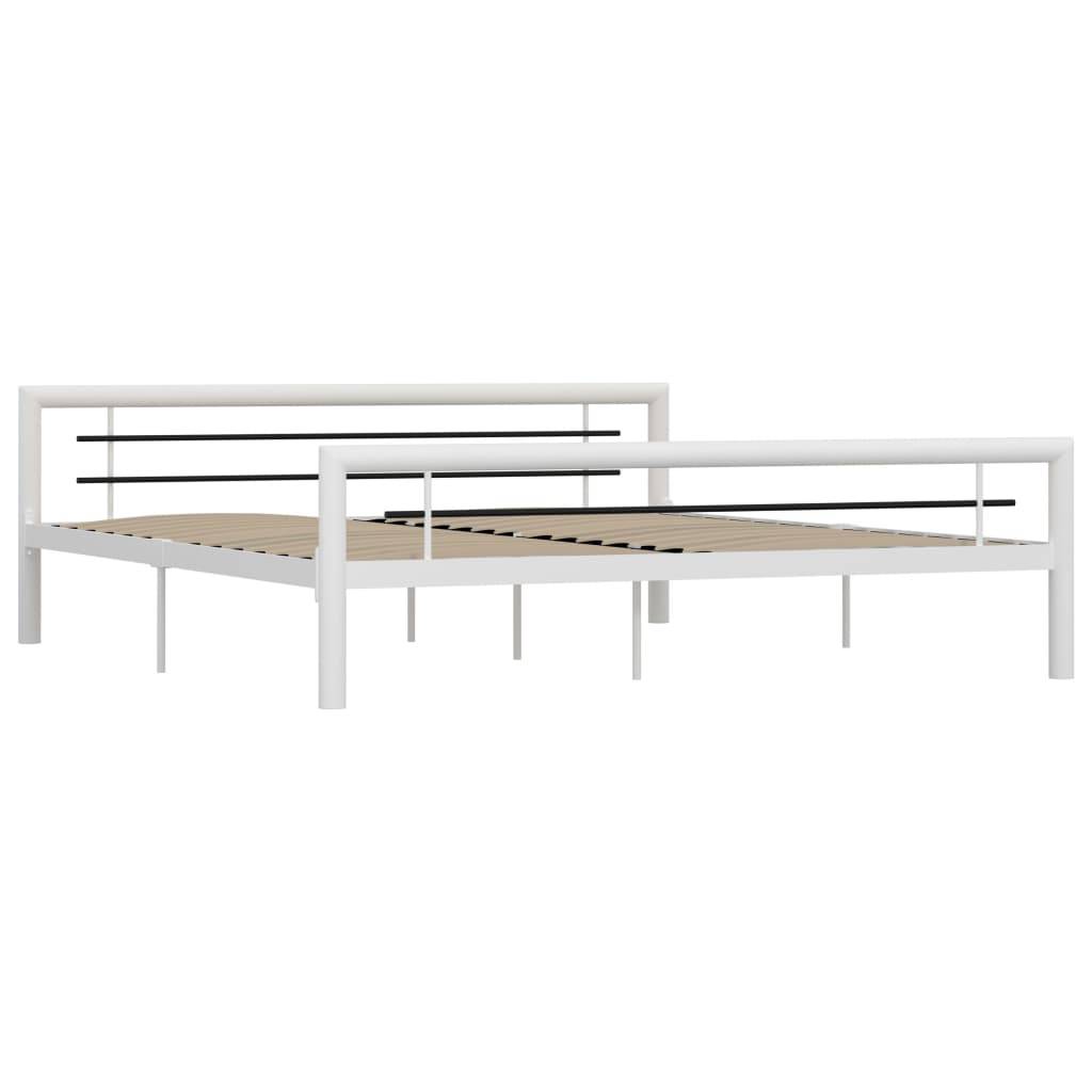 vidaXL Bettgestell Weiß und Schwarz Metall 180×200 cm