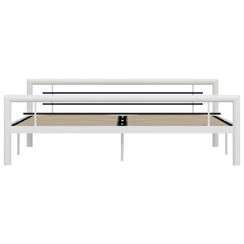 vidaXL Bettgestell Weiß und Schwarz Metall 180×200 cm