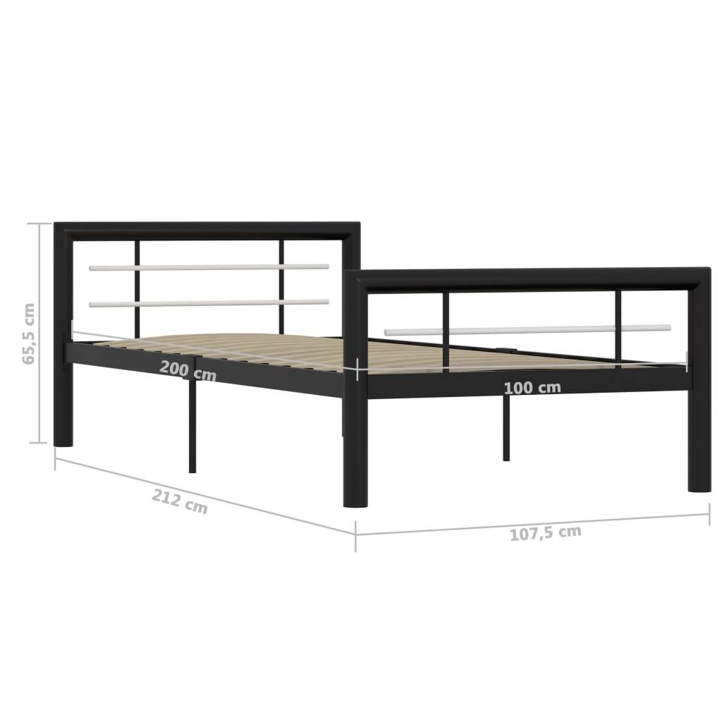 vidaXL Bettgestell Schwarz und Weiß Metall 90×200 cm