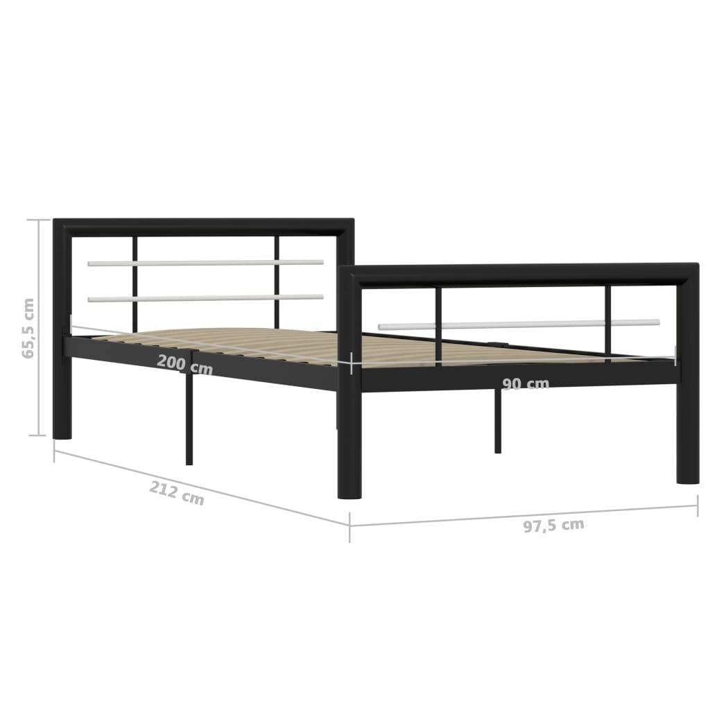 vidaXL Bettgestell Schwarz und Weiß Metall 100 × 200 cm