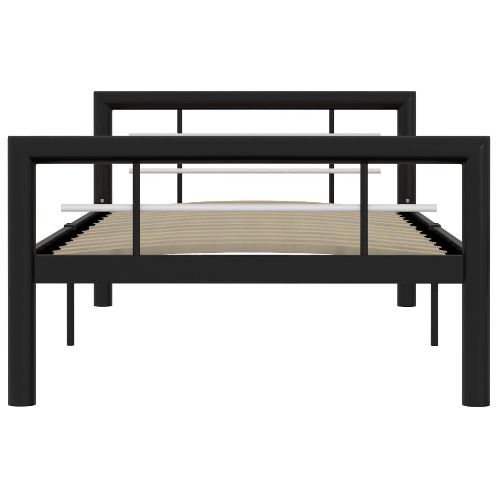 vidaXL Bettgestell Schwarz und Weiß Metall 100 × 200 cm