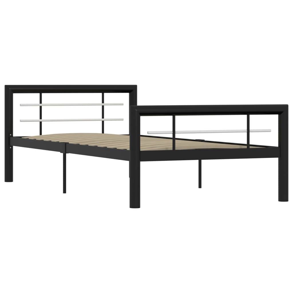vidaXL Bettgestell Schwarz und Weiß Metall 90×200 cm
