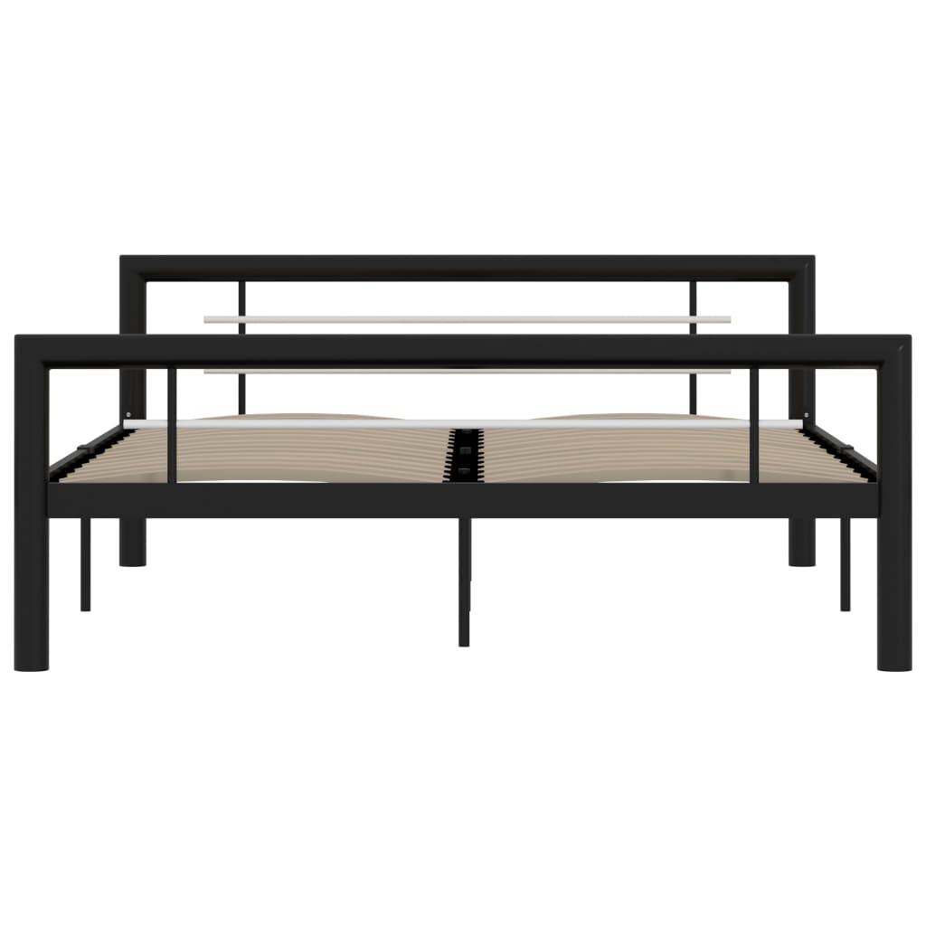 vidaXL Bettgestell Schwarz und Weiß Metall 120x200 cm