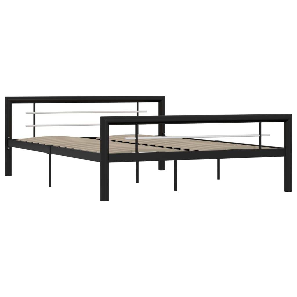 vidaXL Bettgestell Schwarz und Weiß Metall 140×200 cm
