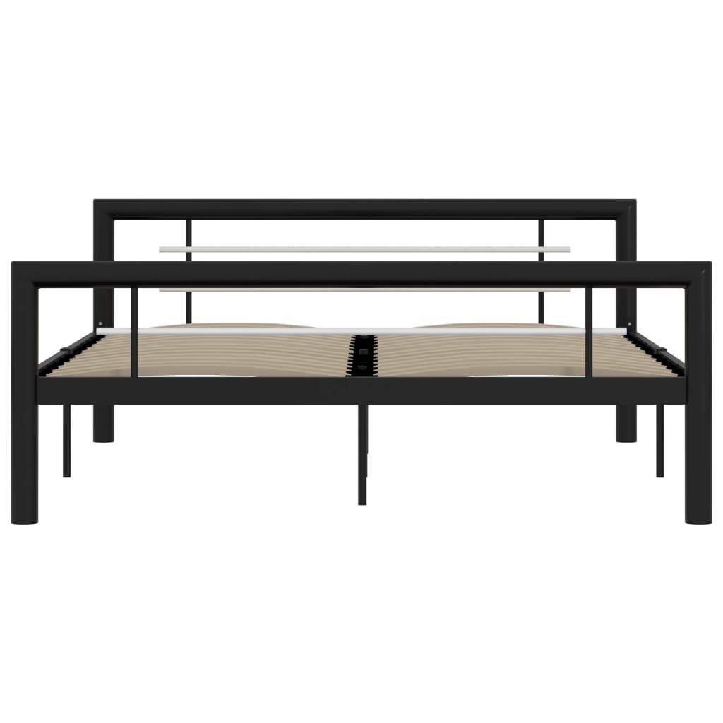 vidaXL Bettgestell Schwarz und Weiß Metall 140×200 cm