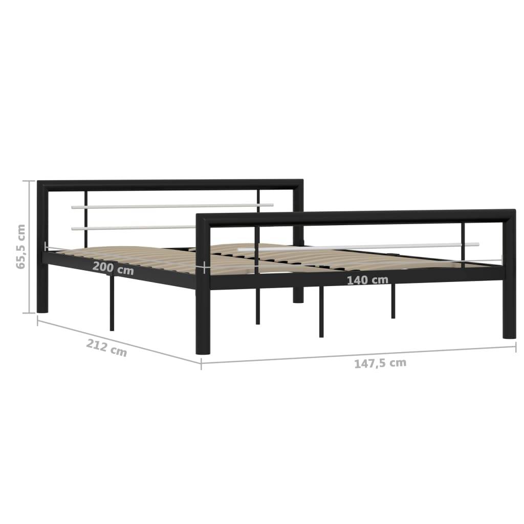 vidaXL Bettgestell Schwarz und Weiß Metall 140×200 cm