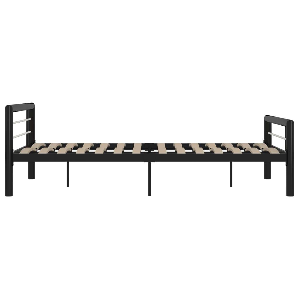 vidaXL Bettgestell Schwarz und Weiß Metall 140×200 cm