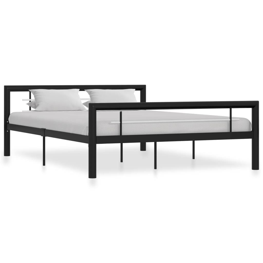 vidaXL Bettgestell Schwarz und Weiß Metall 140×200 cm