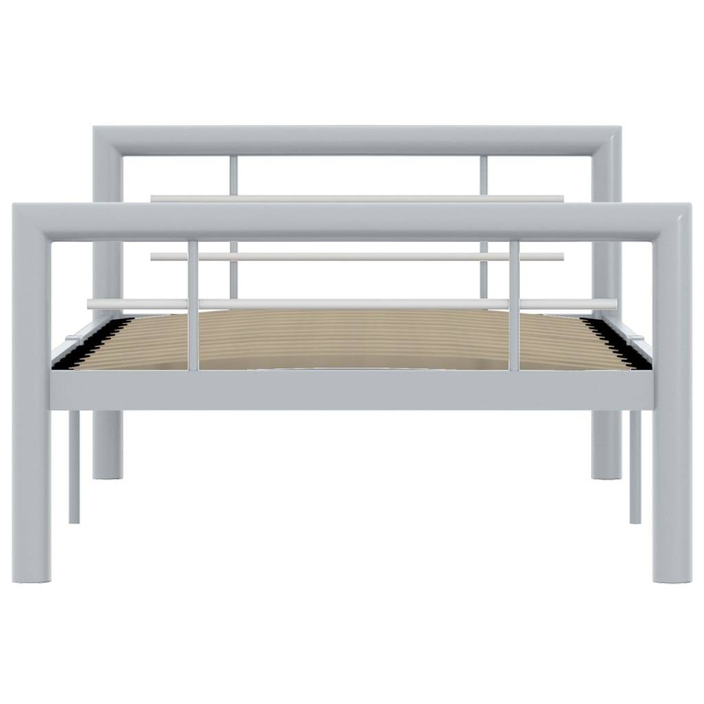 vidaXL Bettgestell Grau und Weiß Metall 90×200 cm