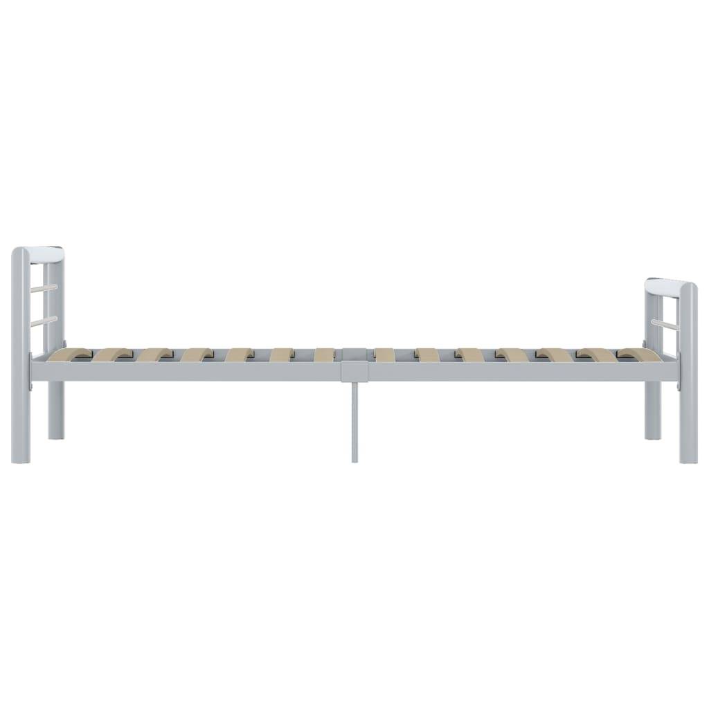 vidaXL Bettgestell Grau und Weiß Metall 100 × 200 cm