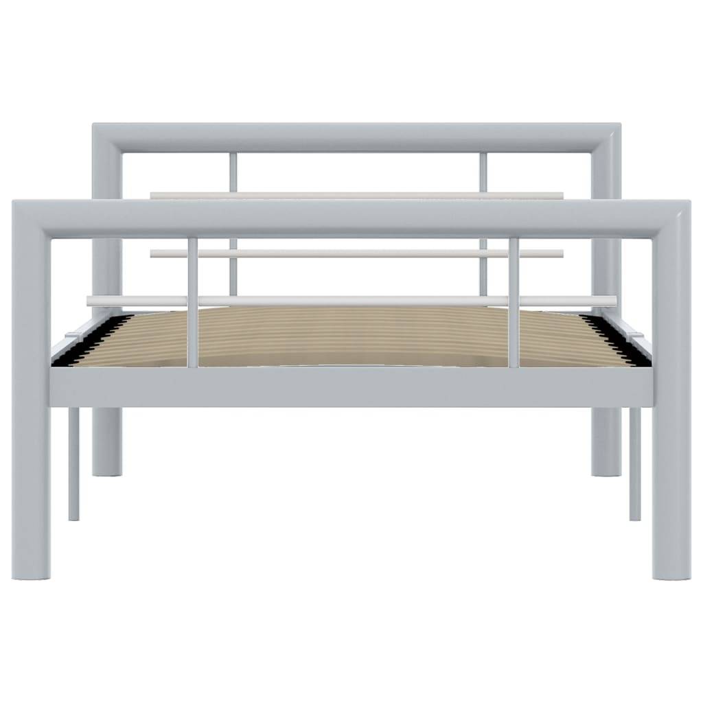 vidaXL Bettgestell Grau und Weiß Metall 100 × 200 cm