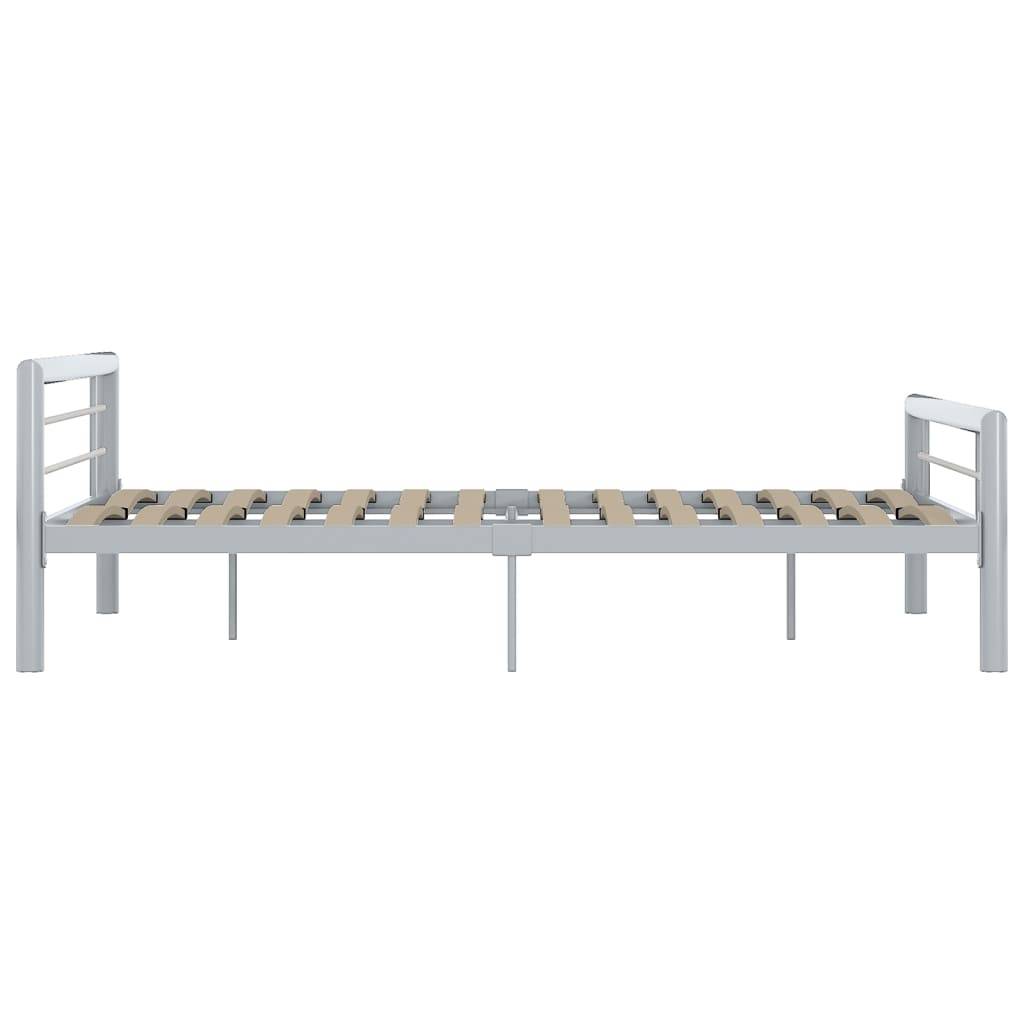 vidaXL Bettgestell Grau und Weiß Metall 140 × 200 cm