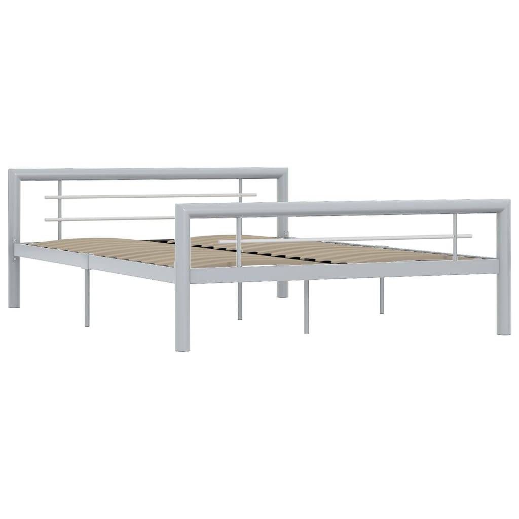 vidaXL Bettgestell Grau und Weiß Metall 140 × 200 cm