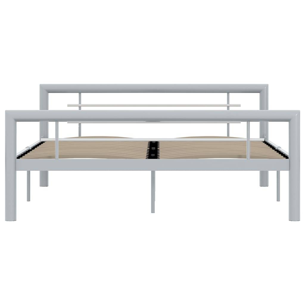 vidaXL Bettgestell Grau und Weiß Metall 140 × 200 cm