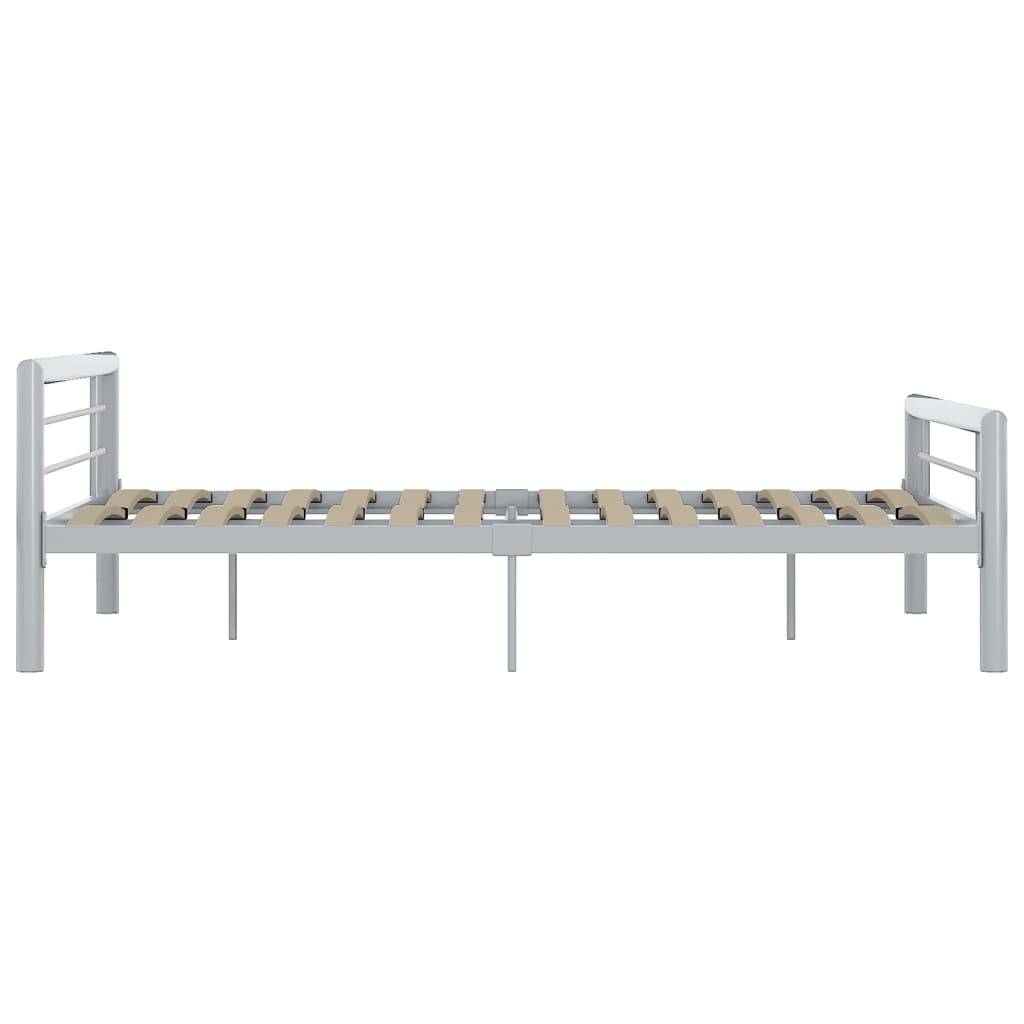 vidaXL Bettgestell Grau und Weiß Metall 160 × 200 cm