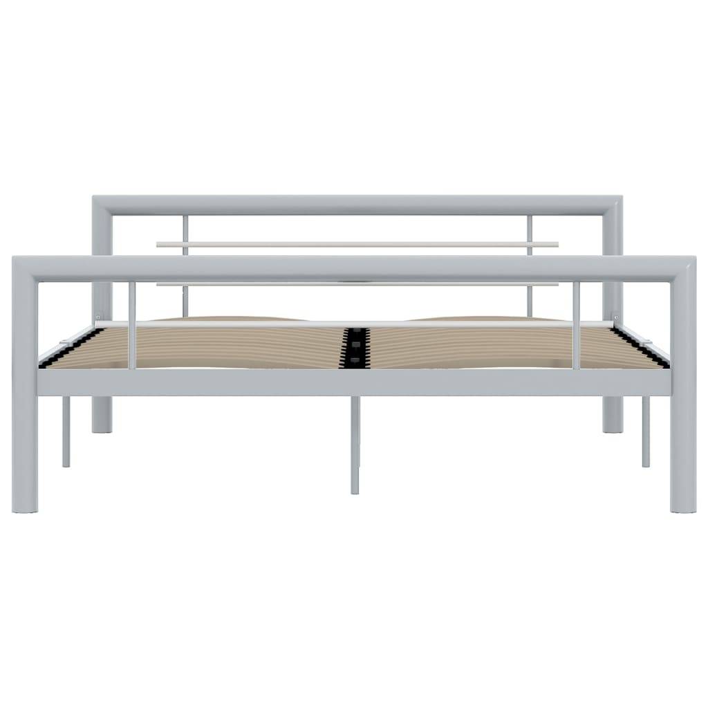 vidaXL Bettgestell Grau und Weiß Metall 160 × 200 cm