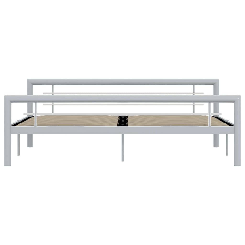vidaXL Bettgestell Grau und Weiß Metall 180 × 200 cm