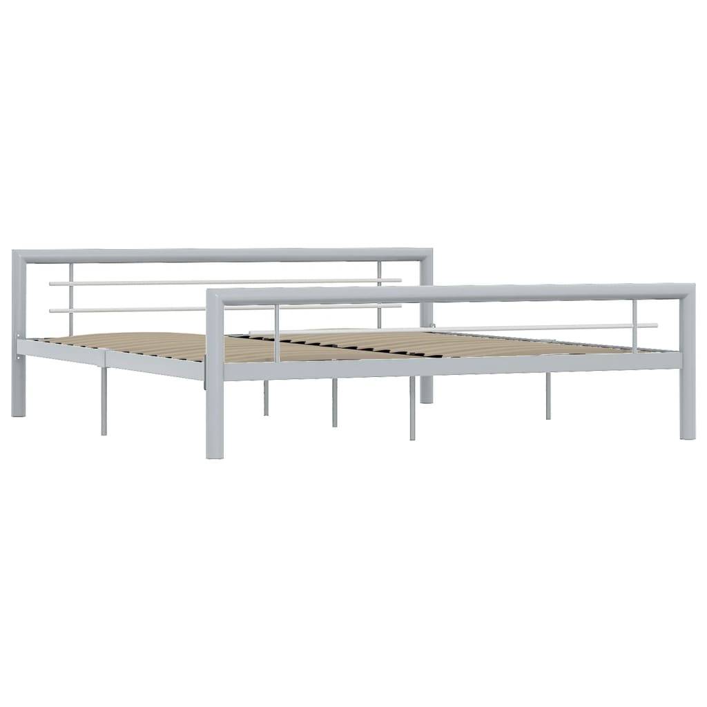 vidaXL Bettgestell Grau und Weiß Metall 180 × 200 cm