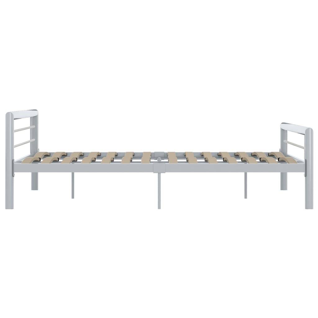 vidaXL Bettgestell Grau und Weiß Metall 180 × 200 cm