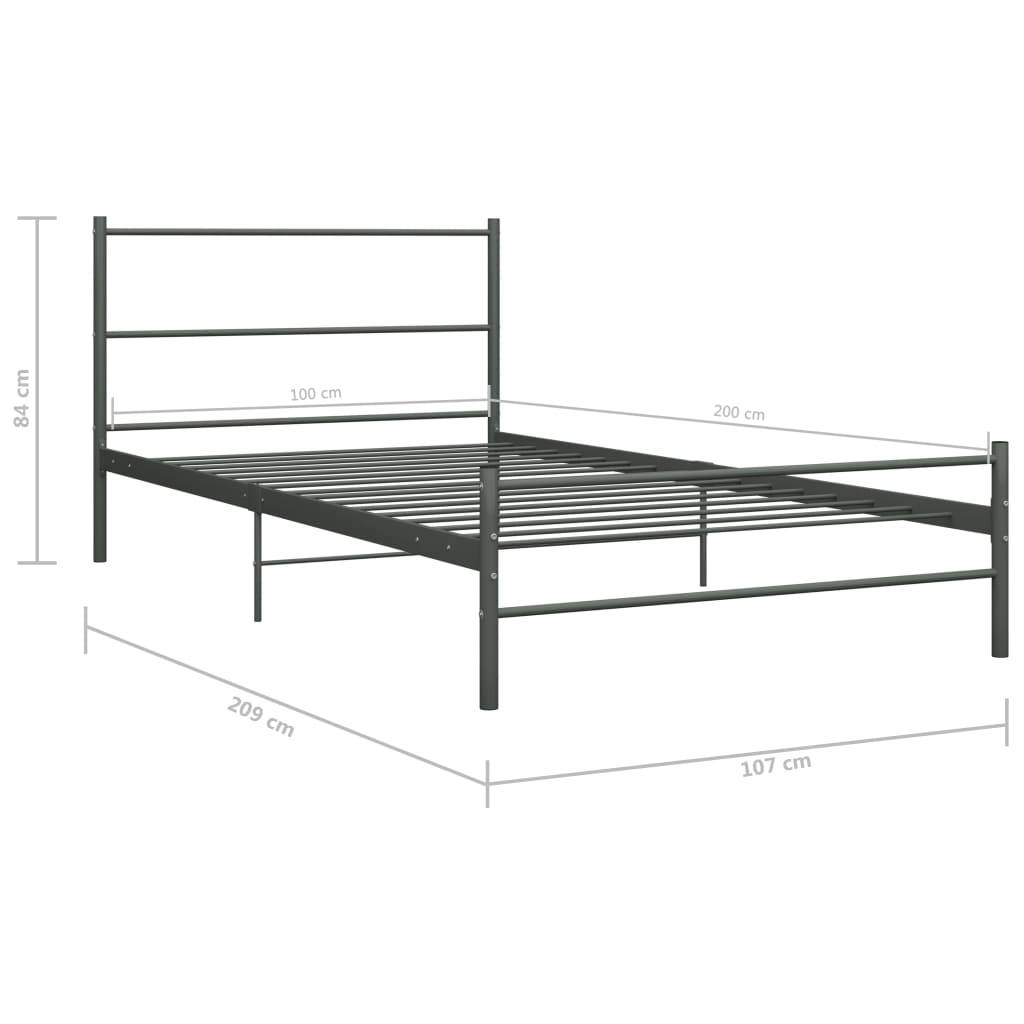 vidaXL Bettgestell Grau Metall 100 × 200 cm