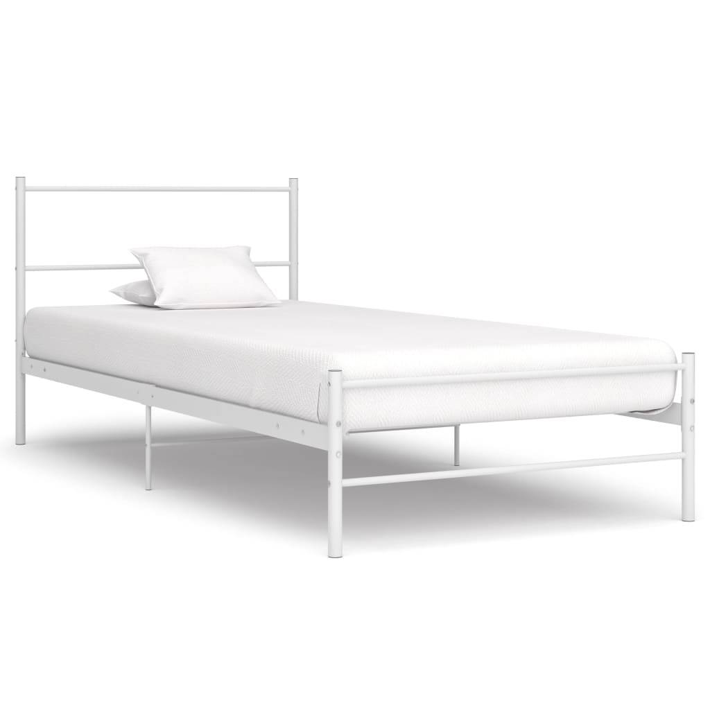 vidaXL Bettgestell Weiß Metall 100 × 200 cm