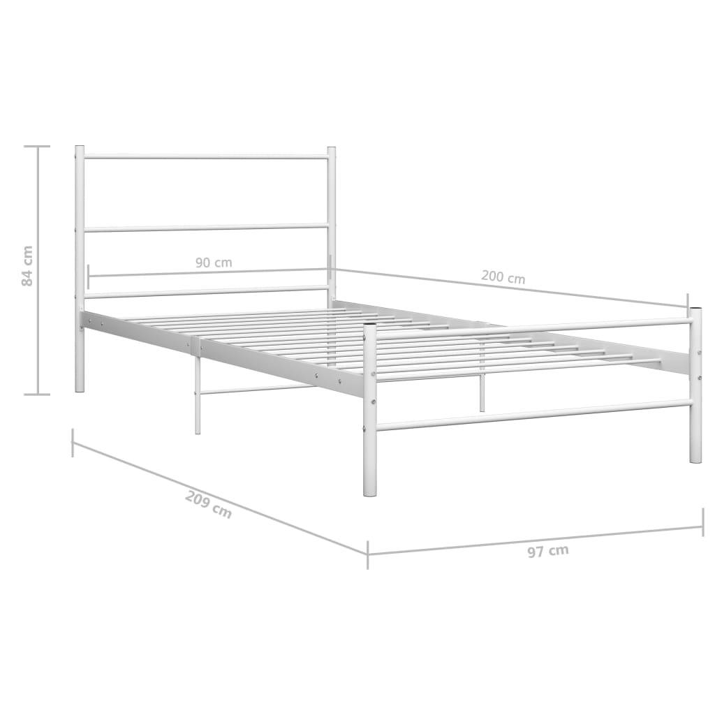vidaXL Bett Weiß Metall 90x200 cm