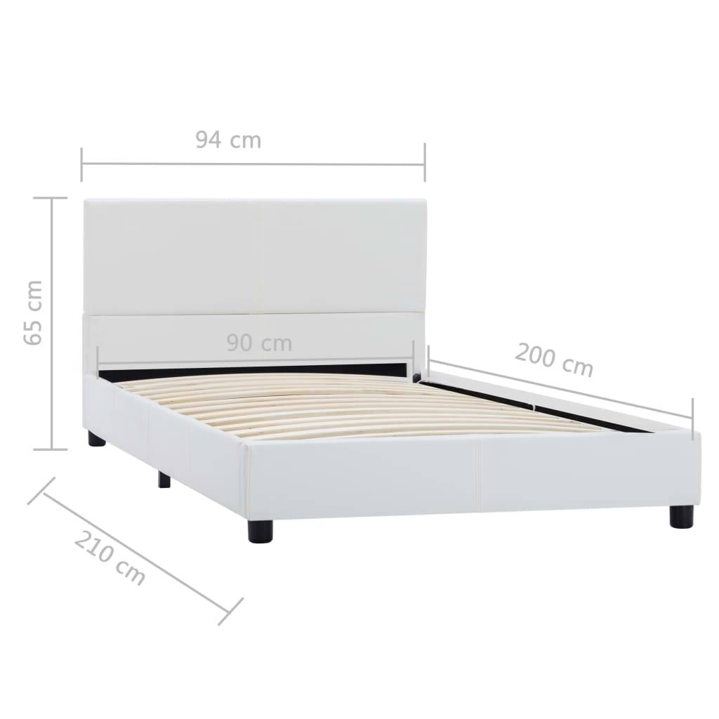 vidaXL Bettgestell Weiß Kunstleder 90x200 cm