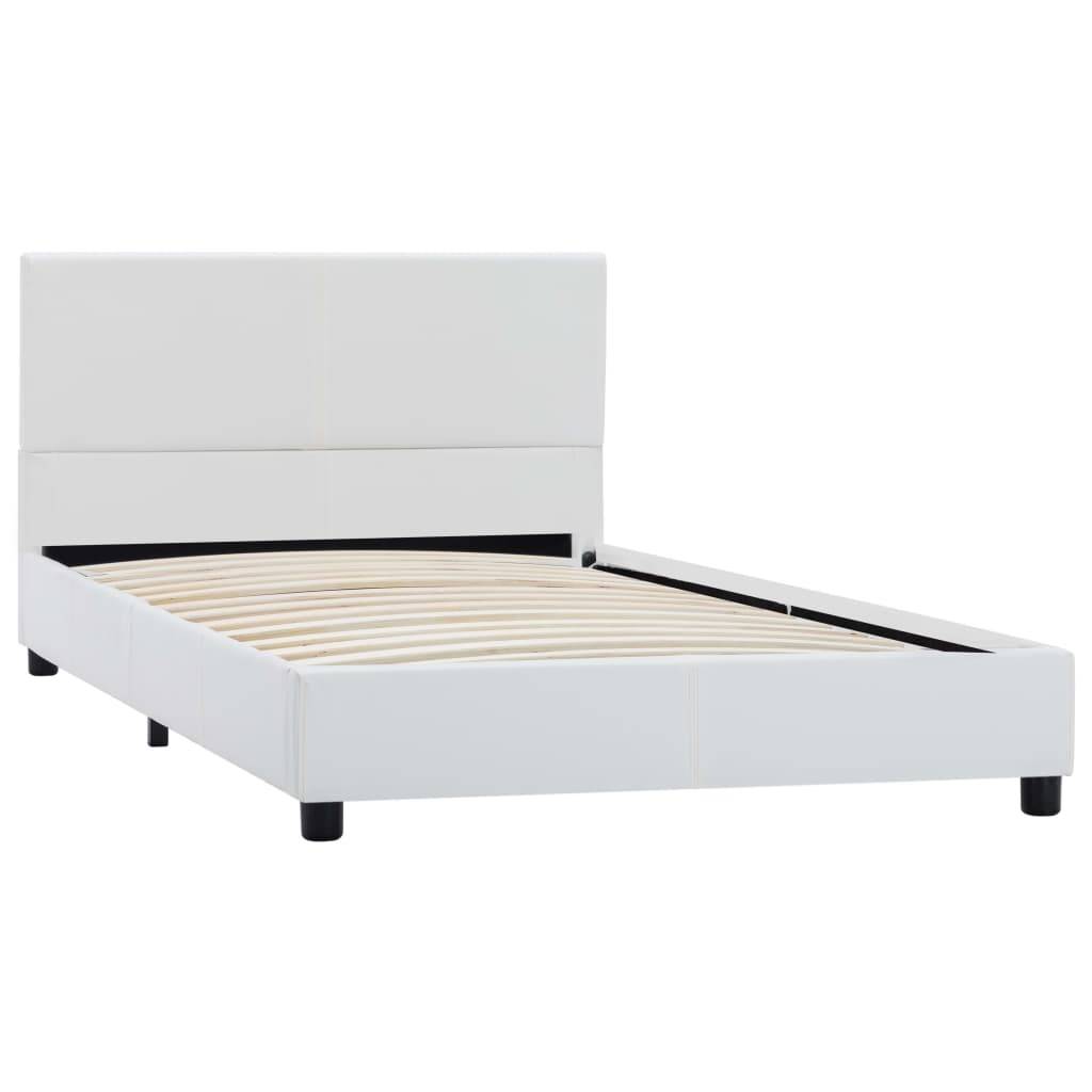 vidaXL Bettgestell Weiß Kunstleder 90x200 cm