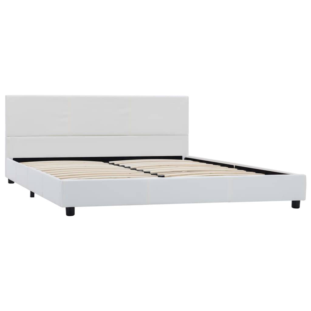 vidaXL Bettgestell Weiß Kunstleder 120x200 cm