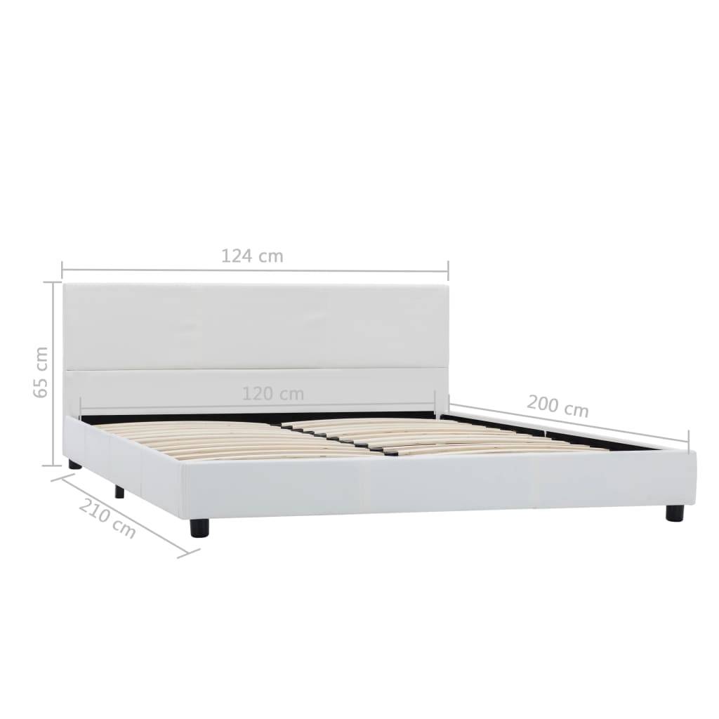 vidaXL Bettgestell Weiß Kunstleder 120x200 cm