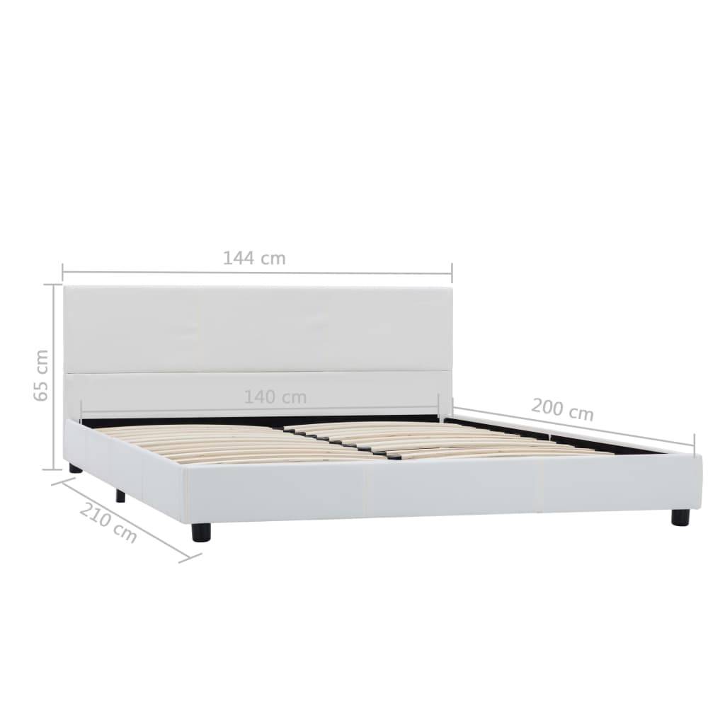 vidaXL Bettgestell Weiß Kunstleder 140x200 cm