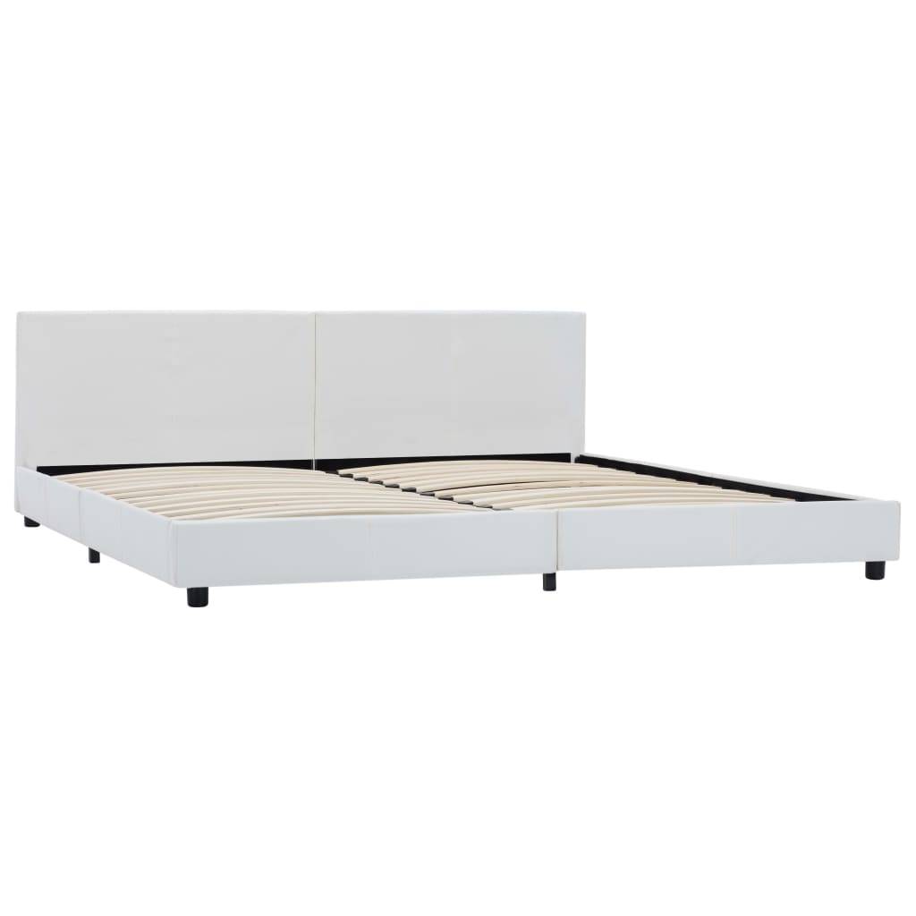 vidaXL Bettgestell Weiß Kunstleder 180x200 cm