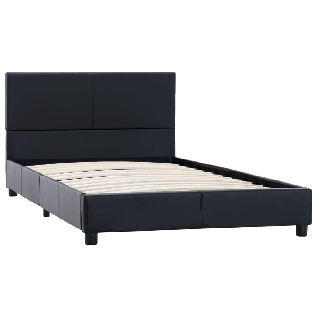 vidaXL Bettgestell Schwarz Kunstleder 90x200 cm