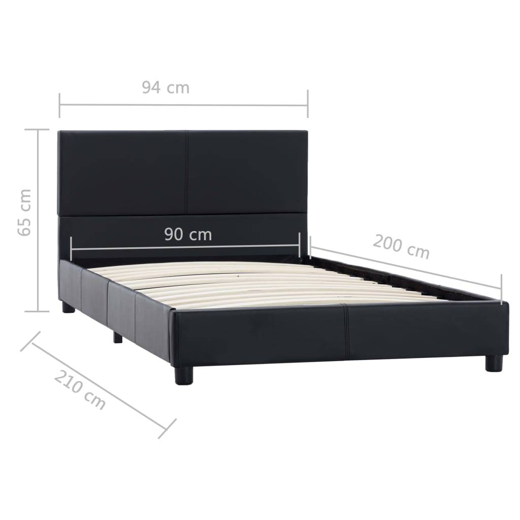 vidaXL Bettgestell Schwarz Kunstleder 90x200 cm