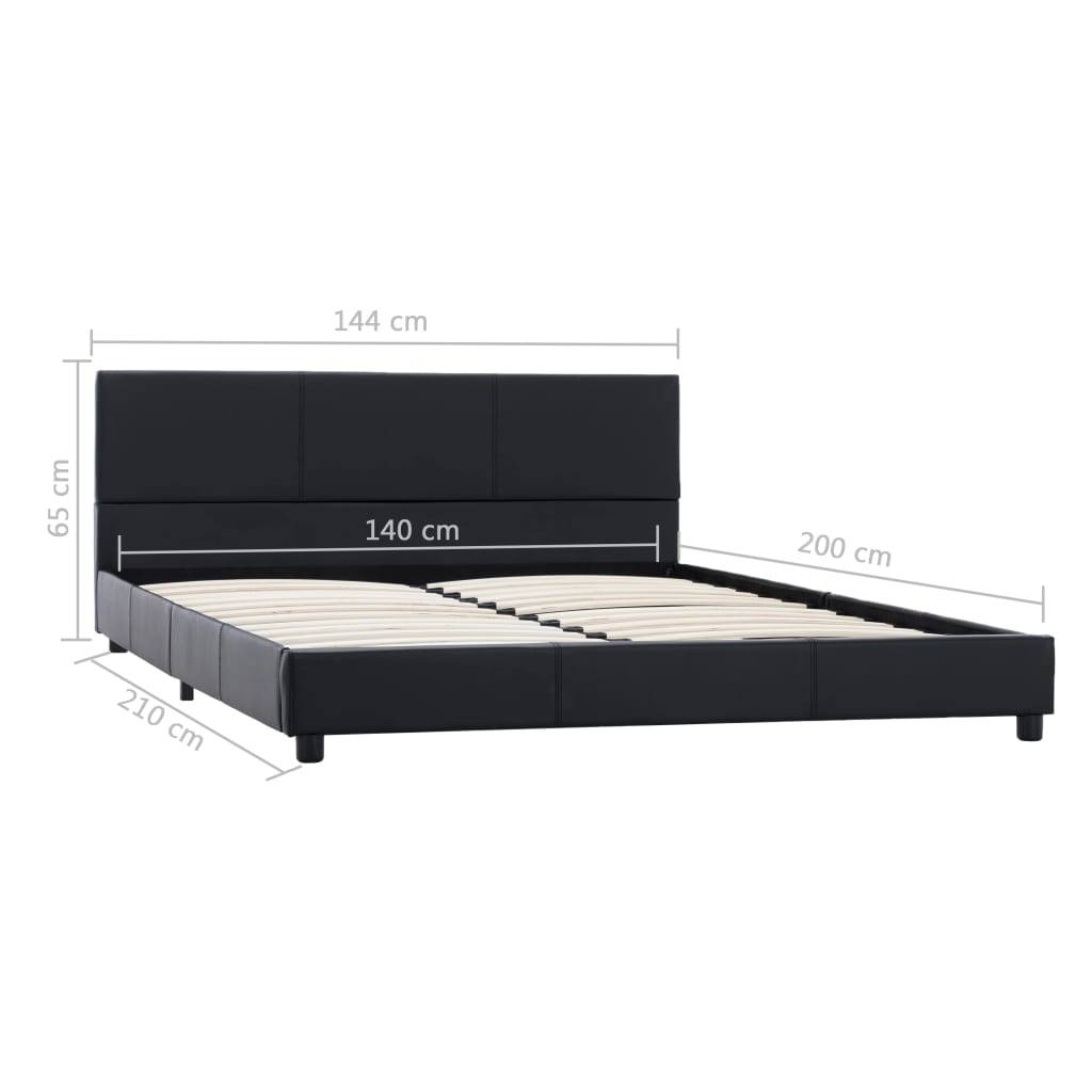 vidaXL Bettgestell Schwarz Kunstleder 140x200 cm
