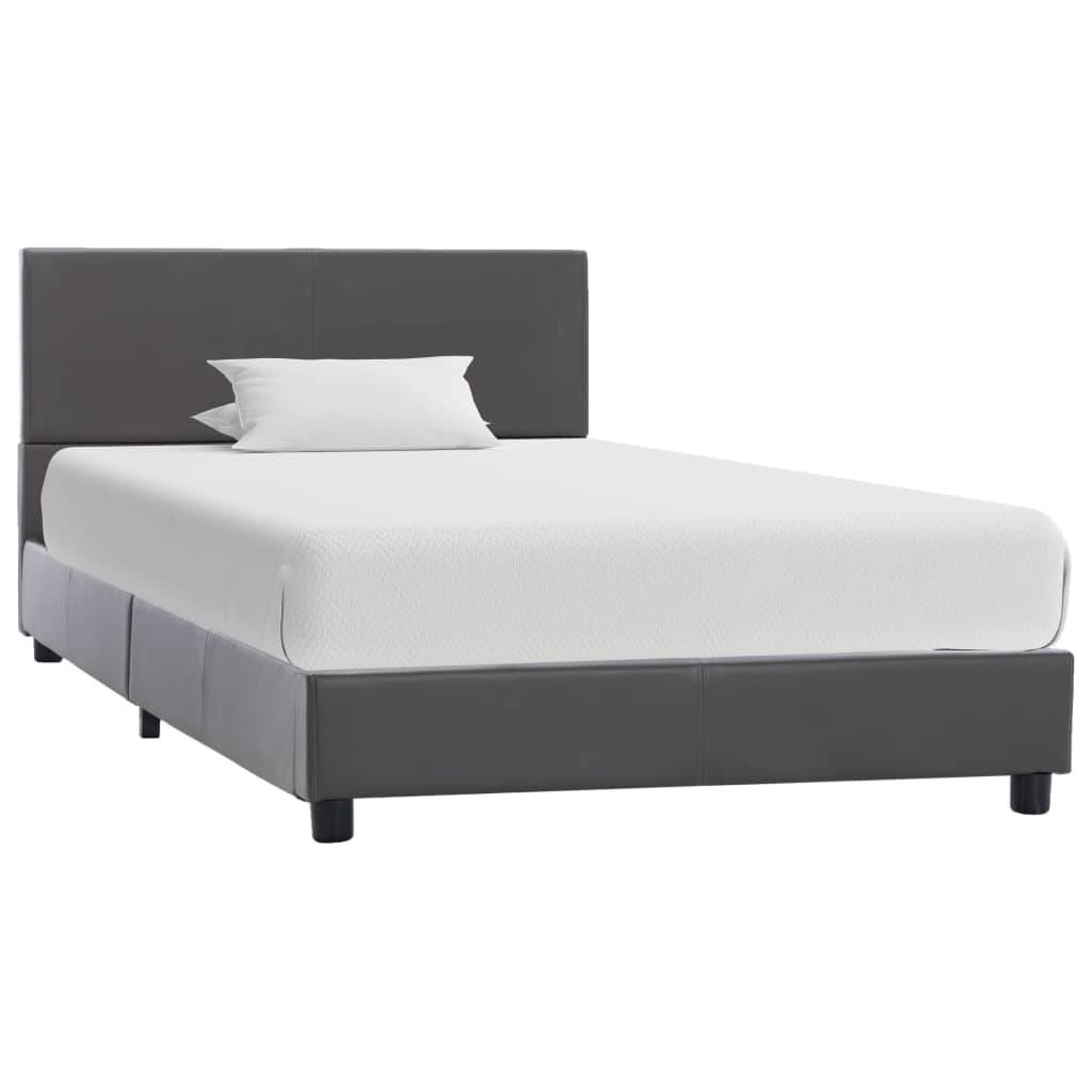 vidaXL Bettgestell Grau Kunstleder 90x200 cm