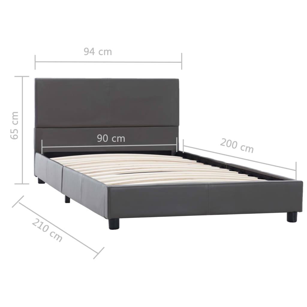 vidaXL Bettgestell Grau Kunstleder 90x200 cm
