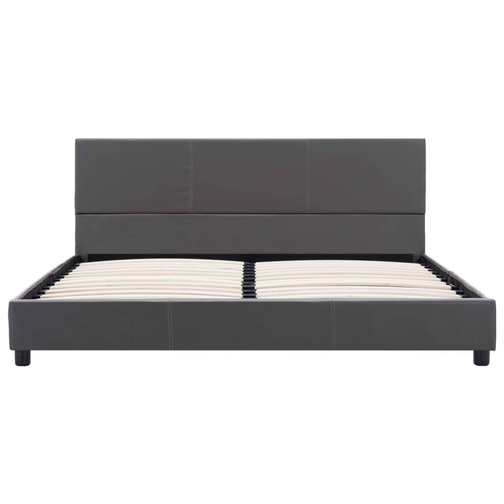vidaXL Bettgestell Grau Kunstleder 140x200 cm