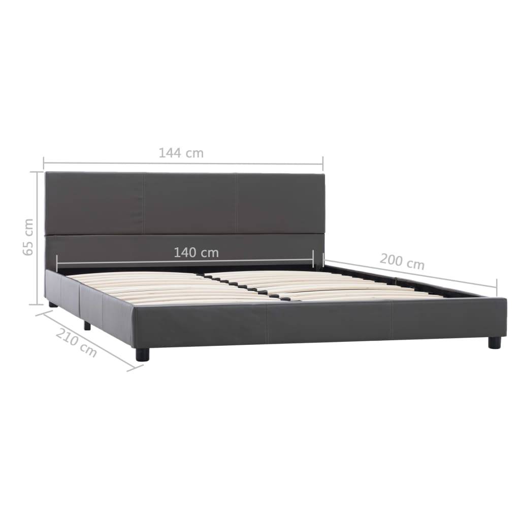vidaXL Bettgestell Grau Kunstleder 140x200 cm