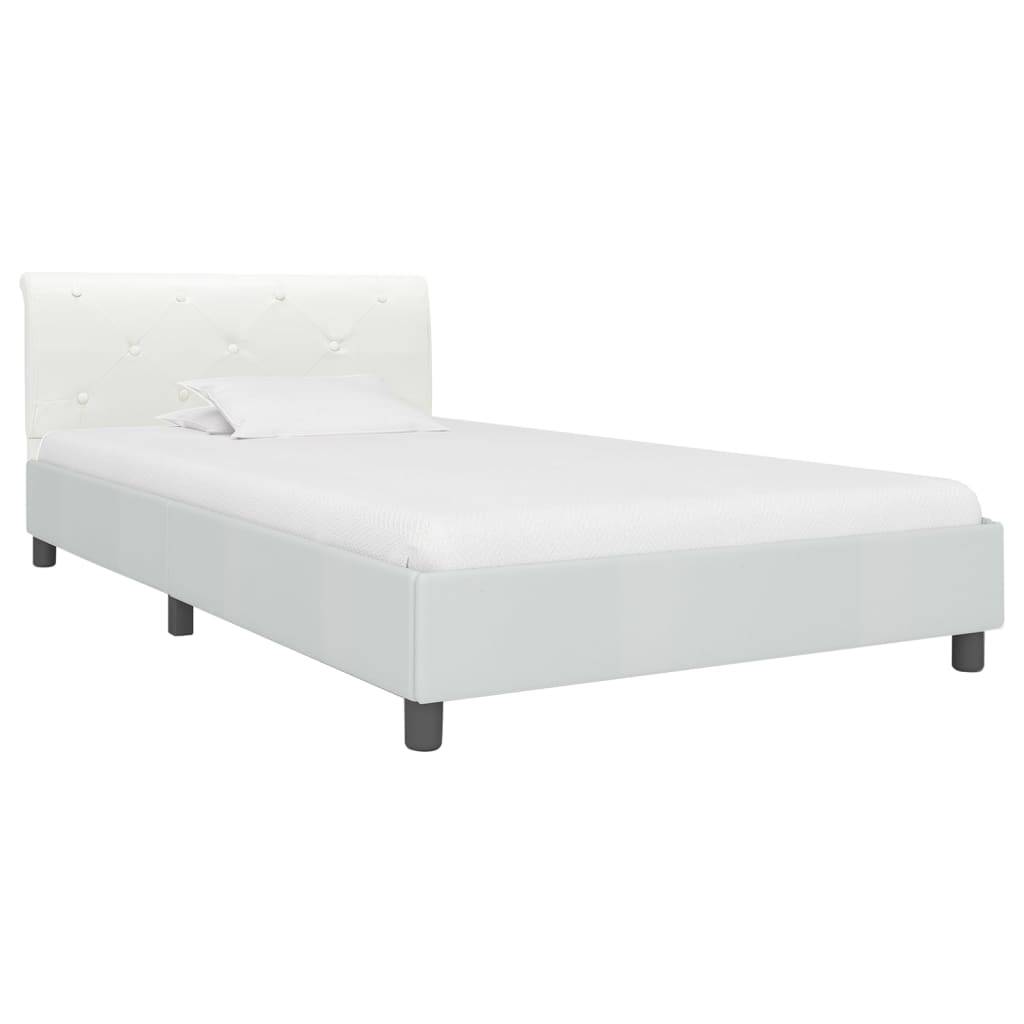 vidaXL Bettgestell Weiß Kunstleder 90 x 200 cm