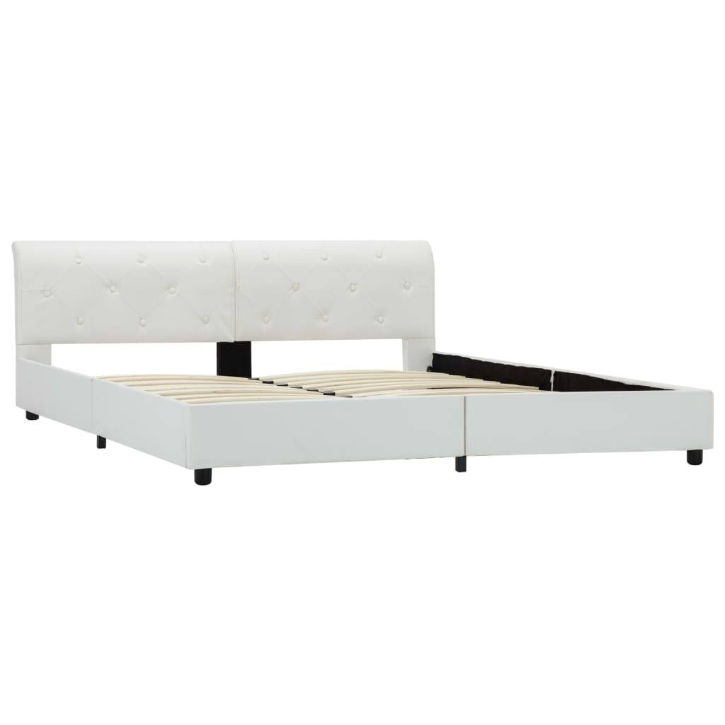 vidaXL Bettgestell Weiß Kunstleder 160 x 200 cm